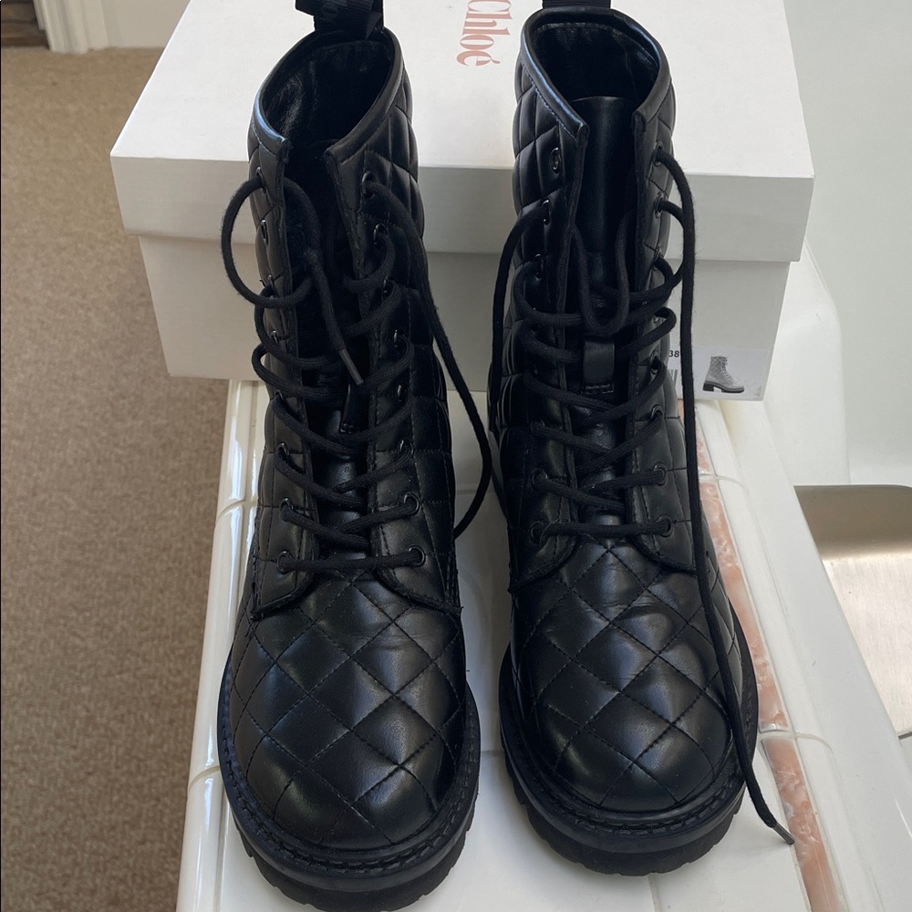 See By Chloe Black Lace Up Boots